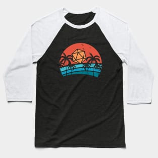 Polyhedral D20 Dice Sunset Tabletop RPG Baseball T-Shirt